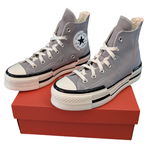 Converse Chuck 70 Plus Totally Neutral Egret Black Platform Sneaker Womens 7.5 - Picture 4 of 10